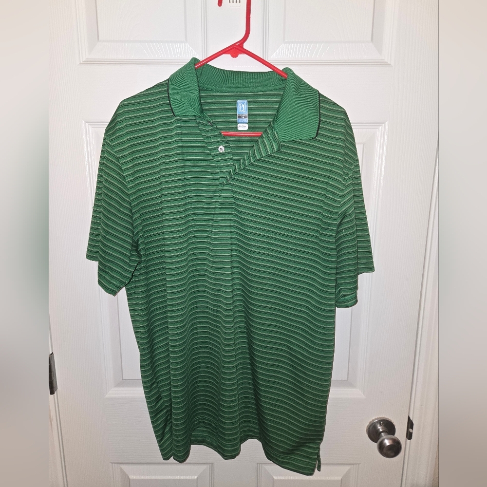Green Striped Polo Shirt Pga